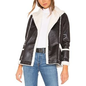 “Faux Fur Lined Suede Open Front Long Jacket”